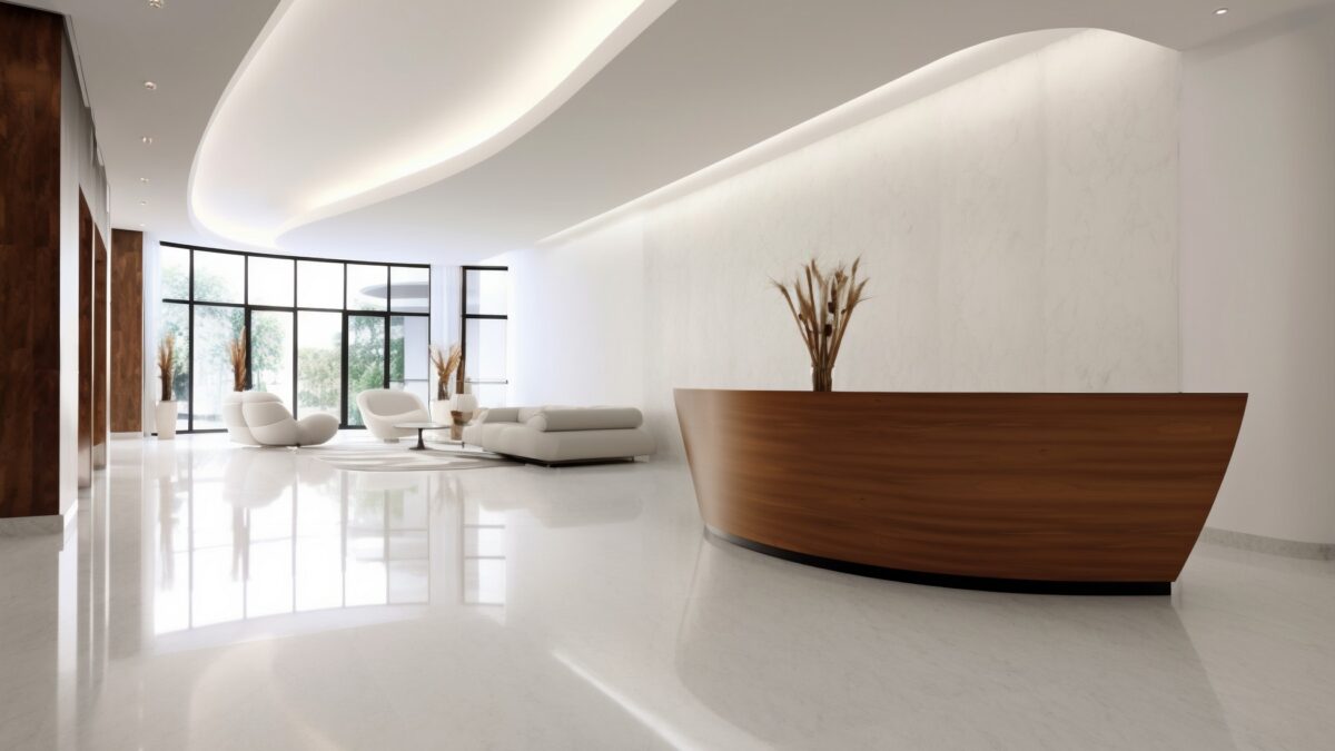 Different epoxy flooring finishes, including solid flake and metallic