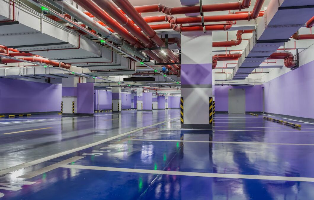 Commercial epoxy floors in a busy facility with heavy traffic