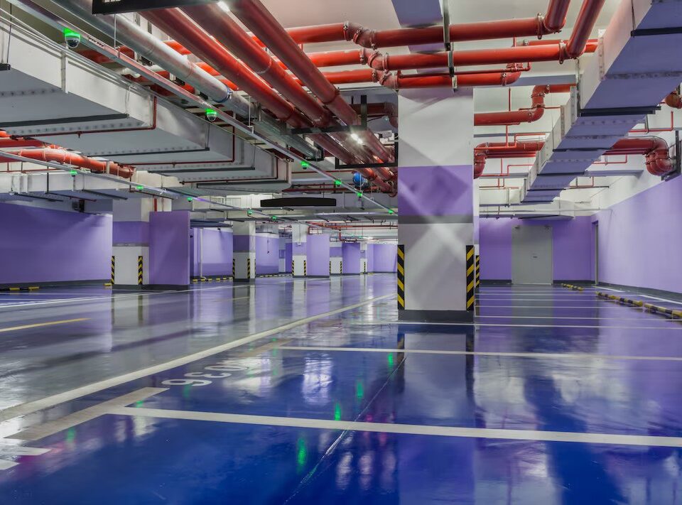 Commercial epoxy floors in a busy facility with heavy traffic