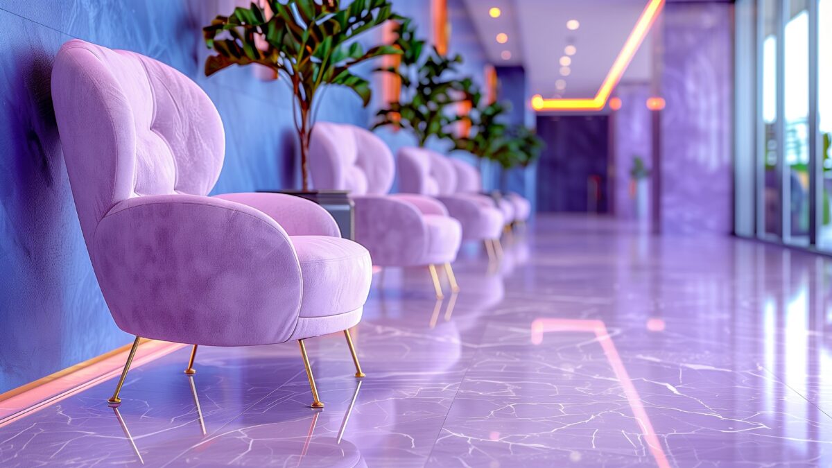 Modern home interiors featuring popular epoxy floor colors