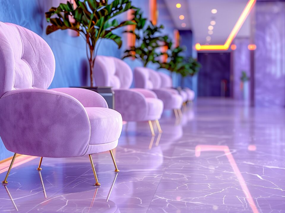 Modern home interiors featuring popular epoxy floor colors