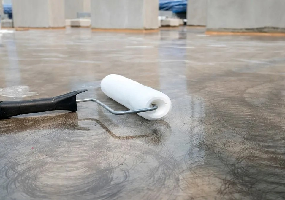 Epoxy flooring in a modern home with a smooth, glossy surface