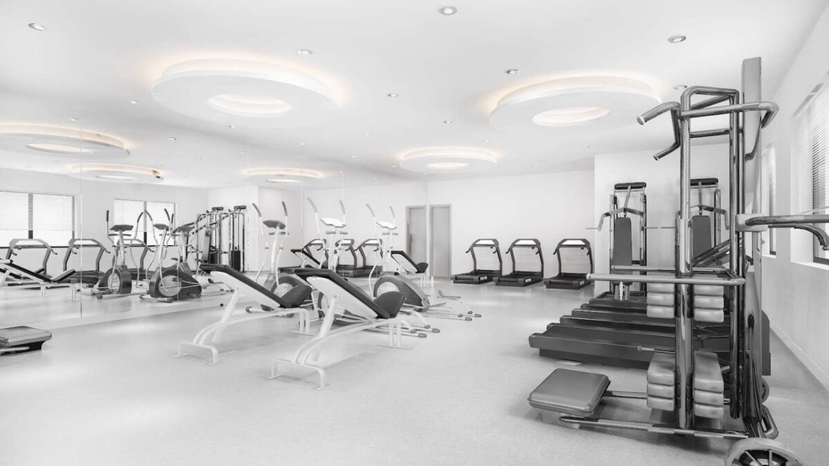Gym flooring showing proper care for durability and safety in a fitness facility