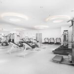 Gym flooring showing proper care for durability and safety in a fitness facility