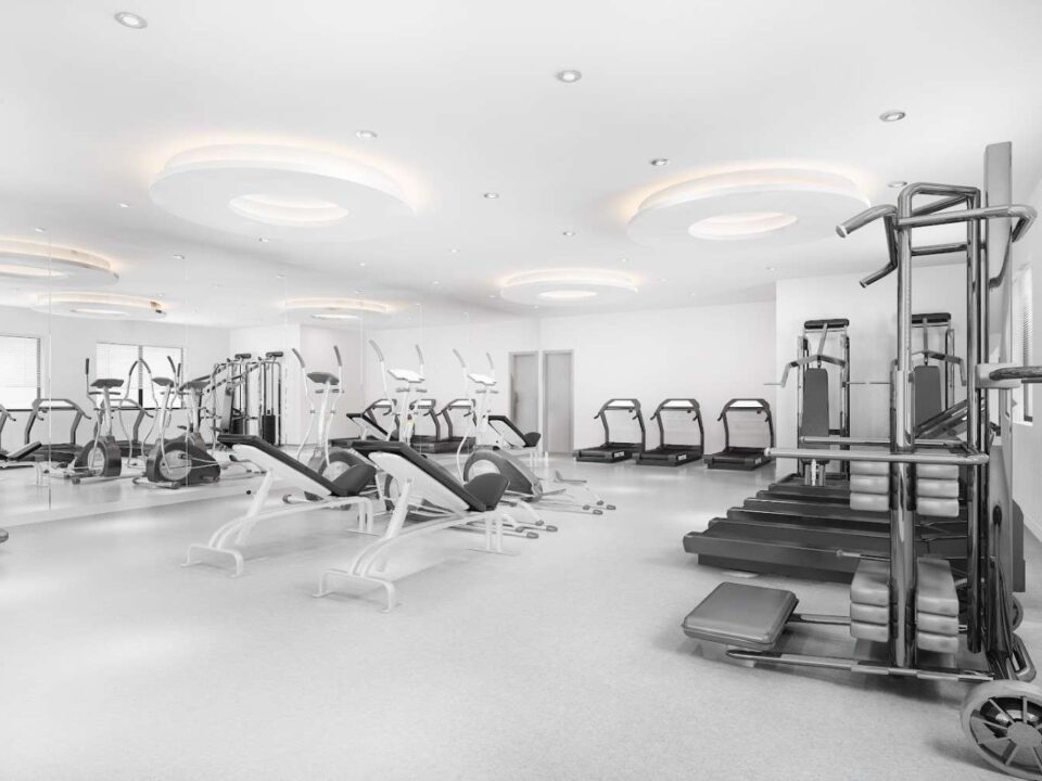 Gym flooring showing proper care for durability and safety in a fitness facility