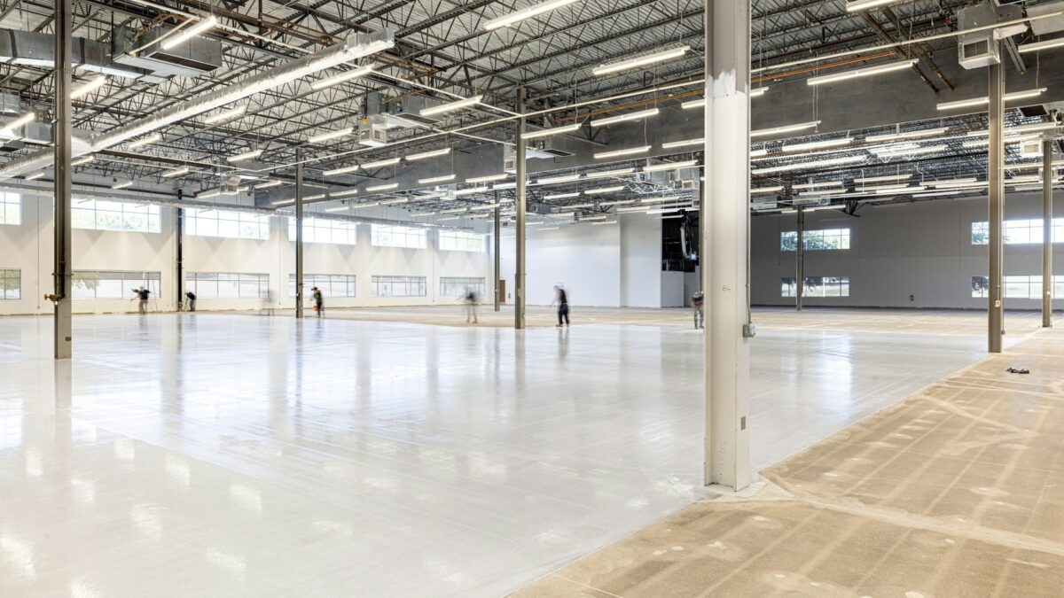 Commercial epoxy flooring with a high-gloss, glass-like finish