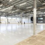 Commercial epoxy flooring with a high-gloss, glass-like finish