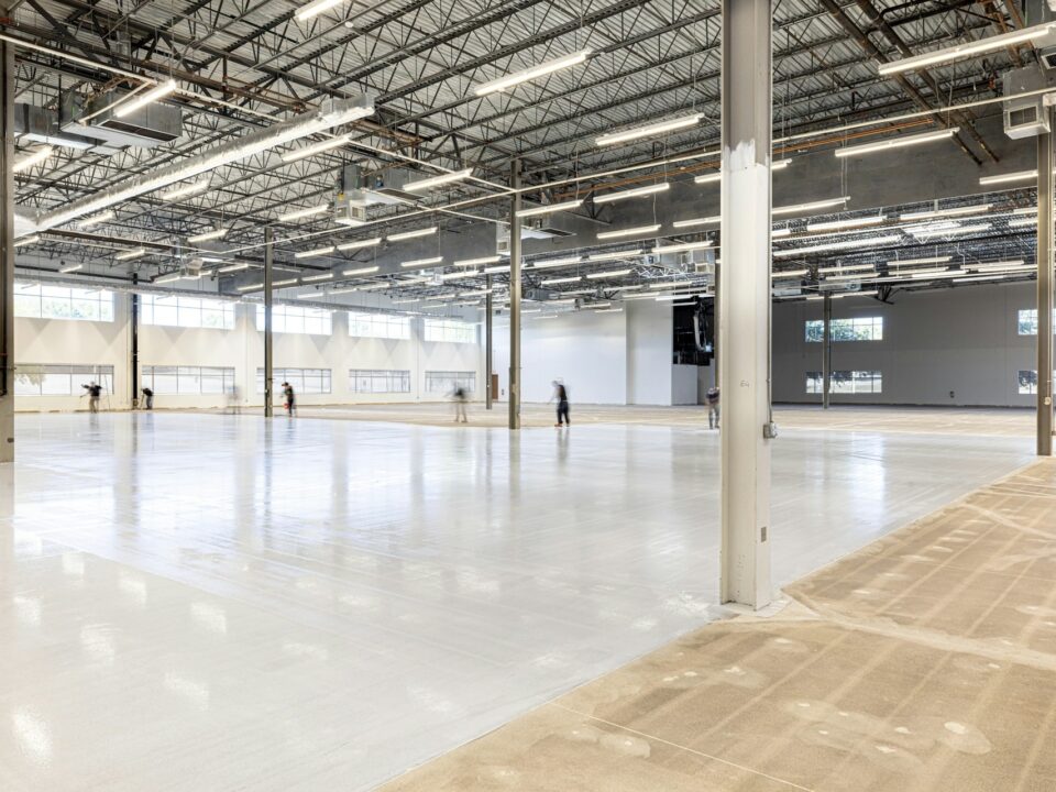 Commercial epoxy flooring with a high-gloss, glass-like finish