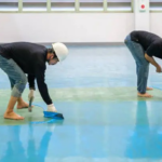 Commercial epoxy floor coating in a durable high-traffic workspace